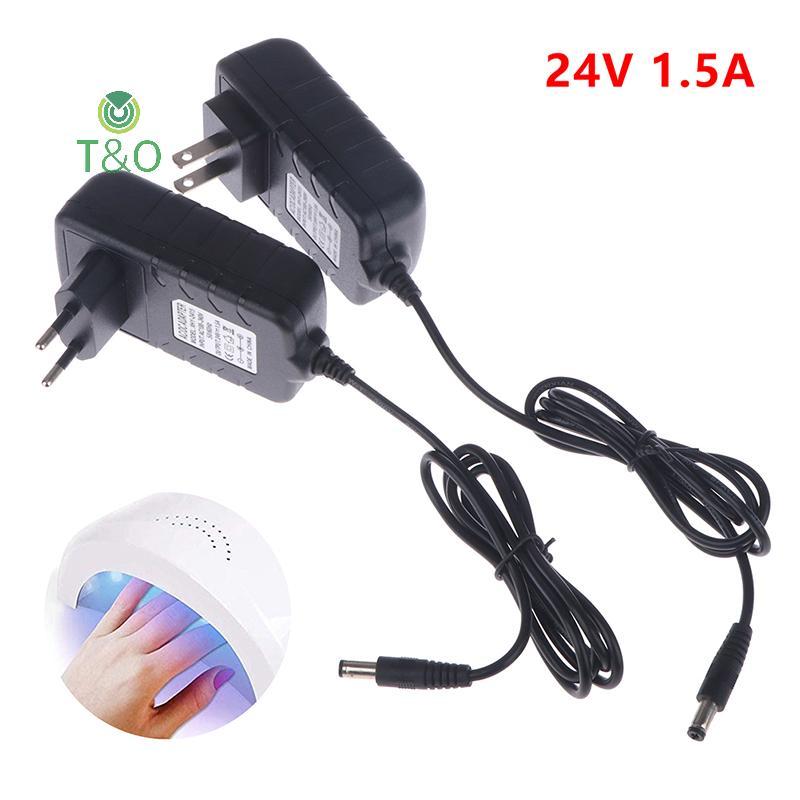 T & O 24V 1.5A Power Supply Adapter Charger 36W EU Plug AC 100-240V สําหรับ UV LED Light โคมไฟเครื่อ