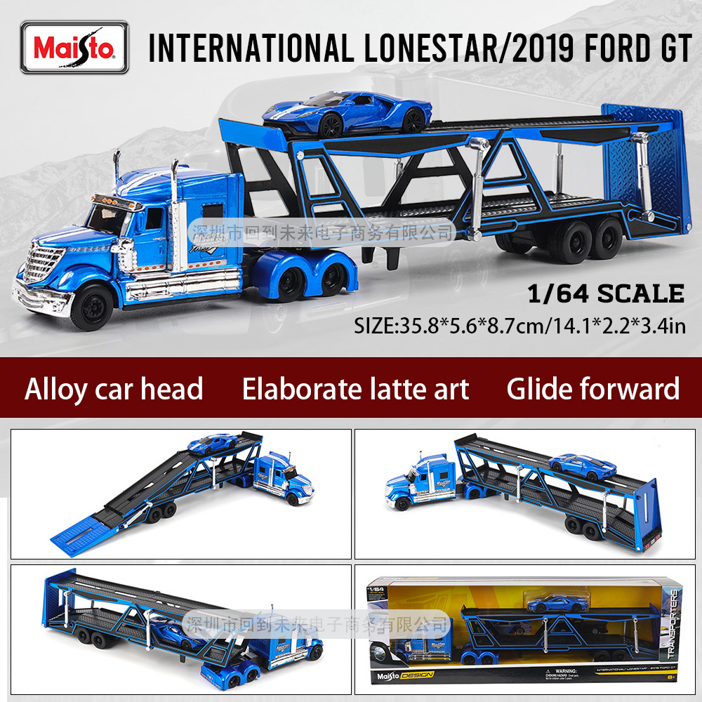 Maisto 1:64 International Lonestar / 2019 Ford GTจําลองกึ่งรถบรรทุกและรถพ่วงรุ่นสะสมของขวัญเครื่องปร
