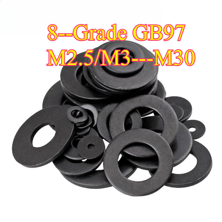 แหวนอีแปะ แหวนรอง น็อตสกรู เหล็กแข็ง 8.8 รมดำ - M2.5/M3-M30 / 8.8 Grade Flat Washer Black Oxide  [HC