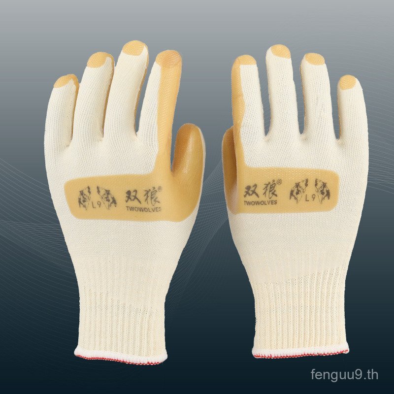 Double Wolf Beef Tendon ถุงมือ Rebar Worker ทนต่อการสึกหรอ Anti-Slip Breathable Machinery Factory An