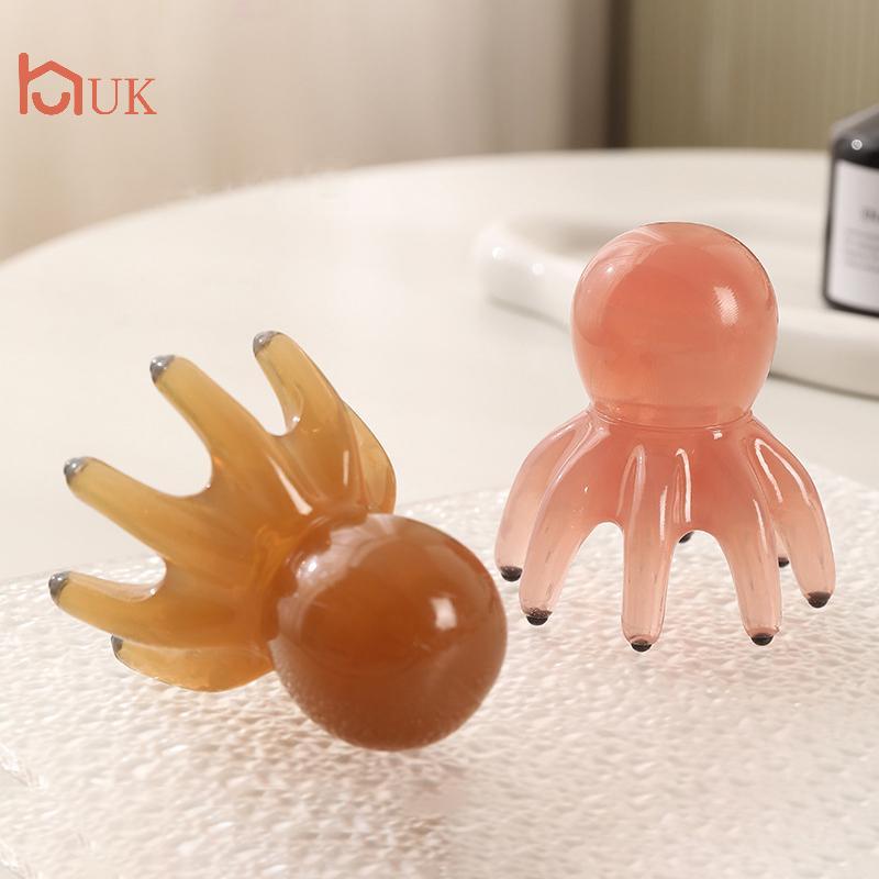 UK Jade Octopus หวีหนังศีรษะ Gua Sha อุปกรณ์เรซิน 8 กรงเล็บบําบัดเครื่องมือผ่อนคลายแบบพกพา Hair Care