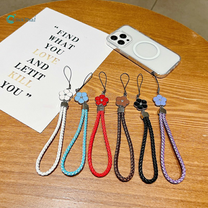 CreativeCloverทอสายรัดข้อมือพวงกุญแจโทรศัพท์ Lanyards สั้นสีทึบฤดูร้อนดอกไม้ผีเสื้อสายรัดข้อมือShockproofจี้สายรัดข้อมือ