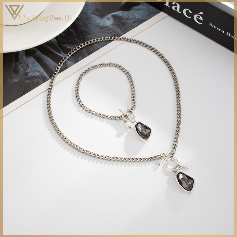 BPW ชุดสร้อยคอและสร้อยข้อมืออะคริลิกลมล่าสุด สีดำ สำหรับผู้หญิง พร้อมให้ความสง่างามในสไตล์แฟชัน เป็น