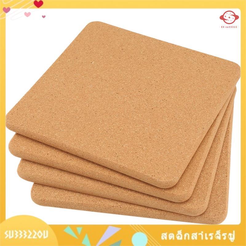 (su33322ou.th) แผ่นไม้ก๊อกสี่เหลี่ยมหนาความหนาแน่นสูงแผ่นรองไม้ก๊อกสําหรับจานร้อนทนความร้อน 8 นิ้ว
