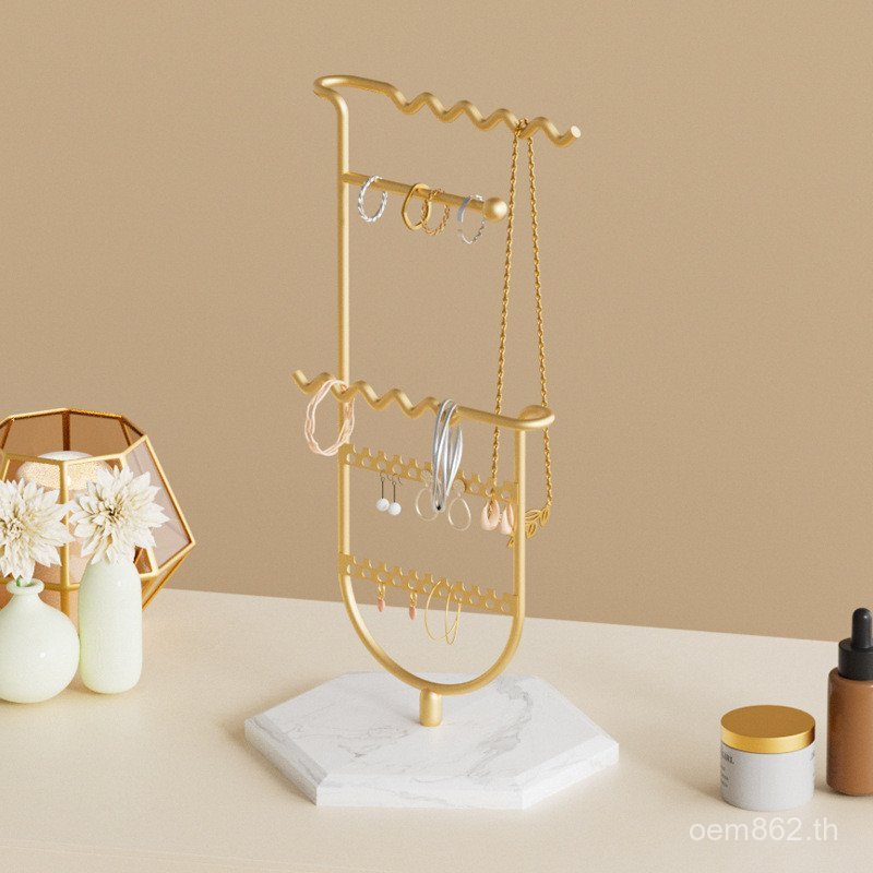 ขาตั้งจอแสดงผลสร้อยคอต่างหูเครื่องประดับขาตั้ง Nordic Iron Art Organizer ในครัวเรือนที่เรียบง่ายเครื