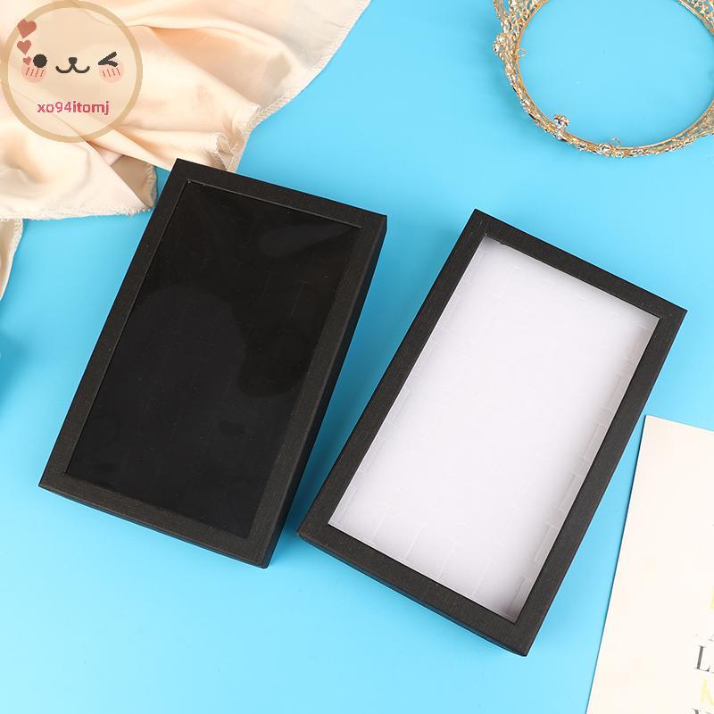 XOTOMJ 36-Slot เครื่องประดับแหวนกล่องถาด Organizer ต่างหู Trinket แสดงกรณีกํามะหยี่ Organizer กล่องเ