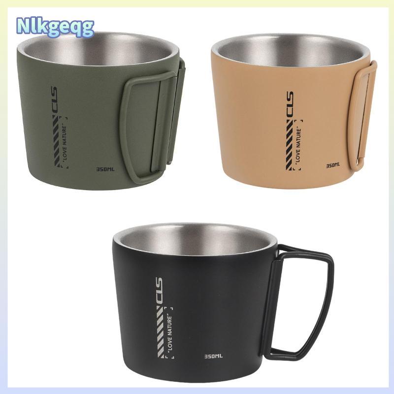 [nlkgeqg] แก้วแคมป์ปิ้ง แก้วกาแฟ 350 มล น้ําหนักเบา พร้อมที่จับ พับได้ สําหรับเดินป่า แบกเป้ ปิคนิค ถ้วยชา เ