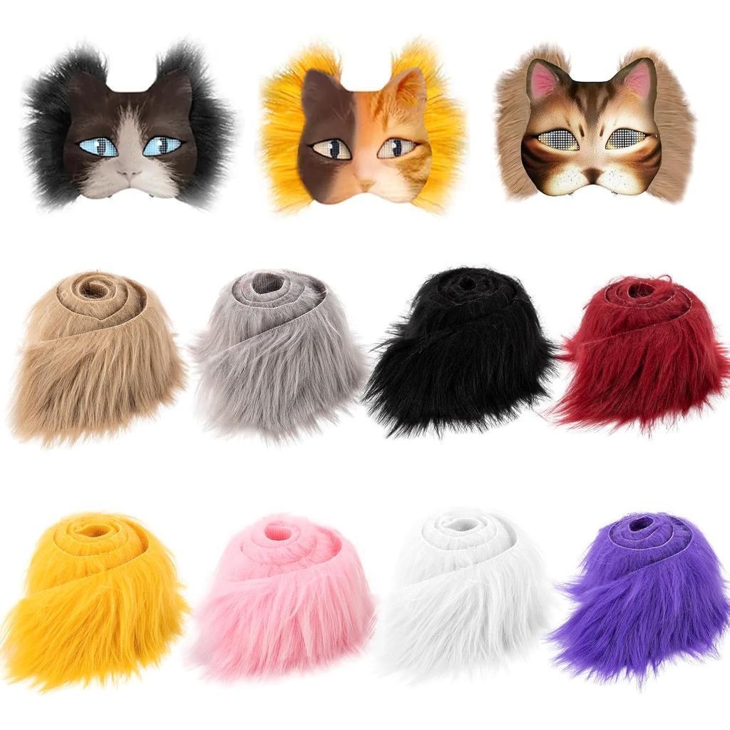 เส้นขนปลอม 8 ชิ้น สำหรับทำหน้ากากขนฟู DIY พร้อมวัสดุตกแต่งสำหรับคอสเพลย์ Gnome และเครื่องประดับคนแคร