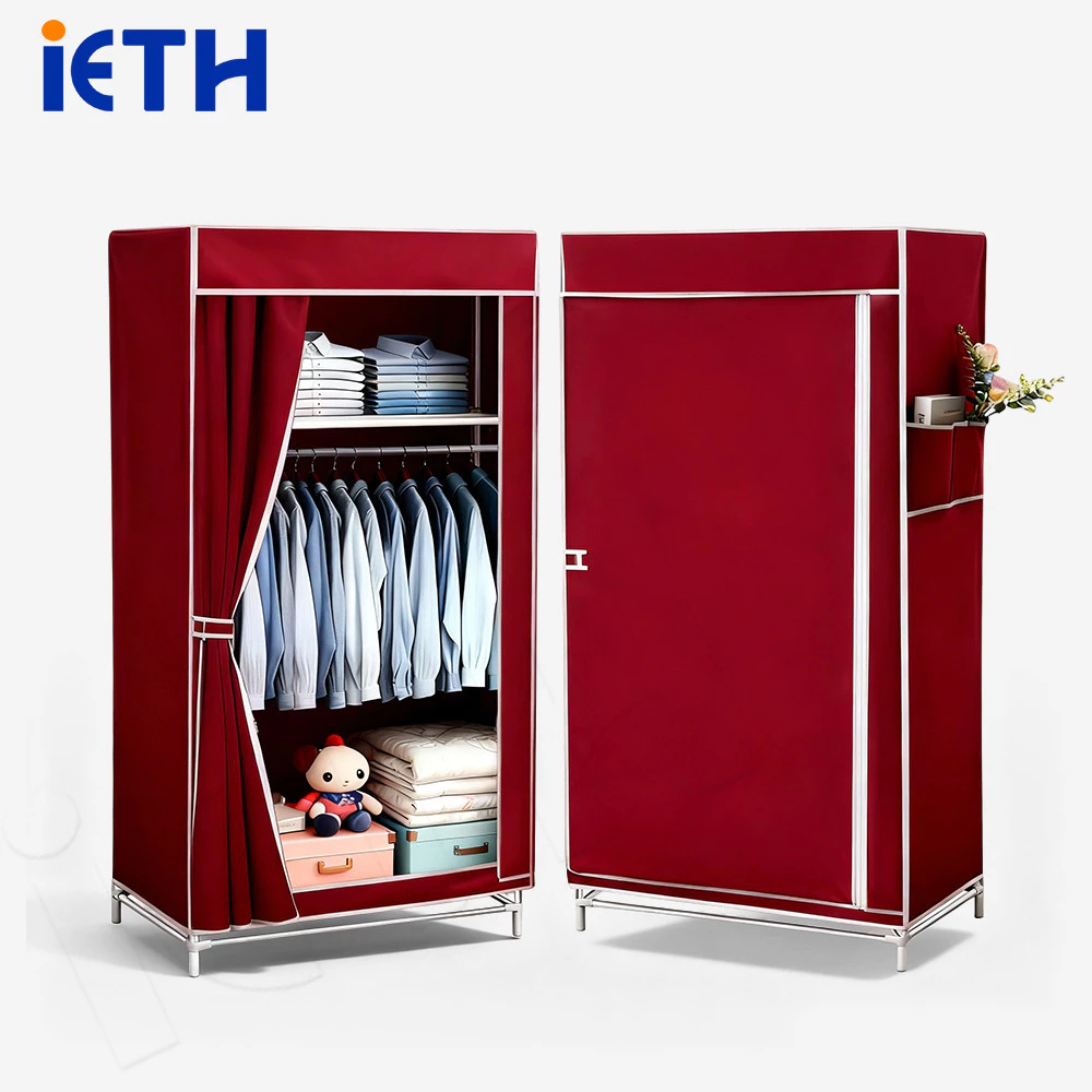 iETH ตู้เสื้อผ้า 70cm แบบม่านข้าง กันฝุ่น/กันแมลง 100% โครงเหล็กกัลวาไนซ์ แข็งแรงทนทาน ไม่เป็นสนิม เหมาะสำหรับคอนโดและหอพัก