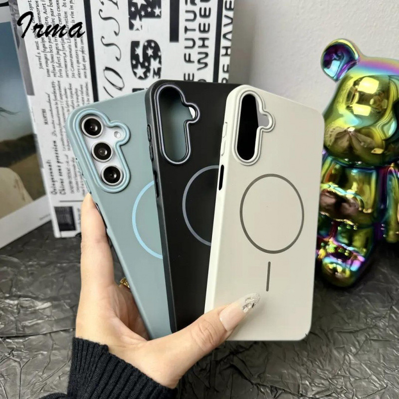 ใช้ได้กับ Samsung 25Ultra โทรศัพท์มือถือกรณีใหม่ S24 Fine แหวนดูดแม่เหล็ก Matte Skin Feeling S25Plus