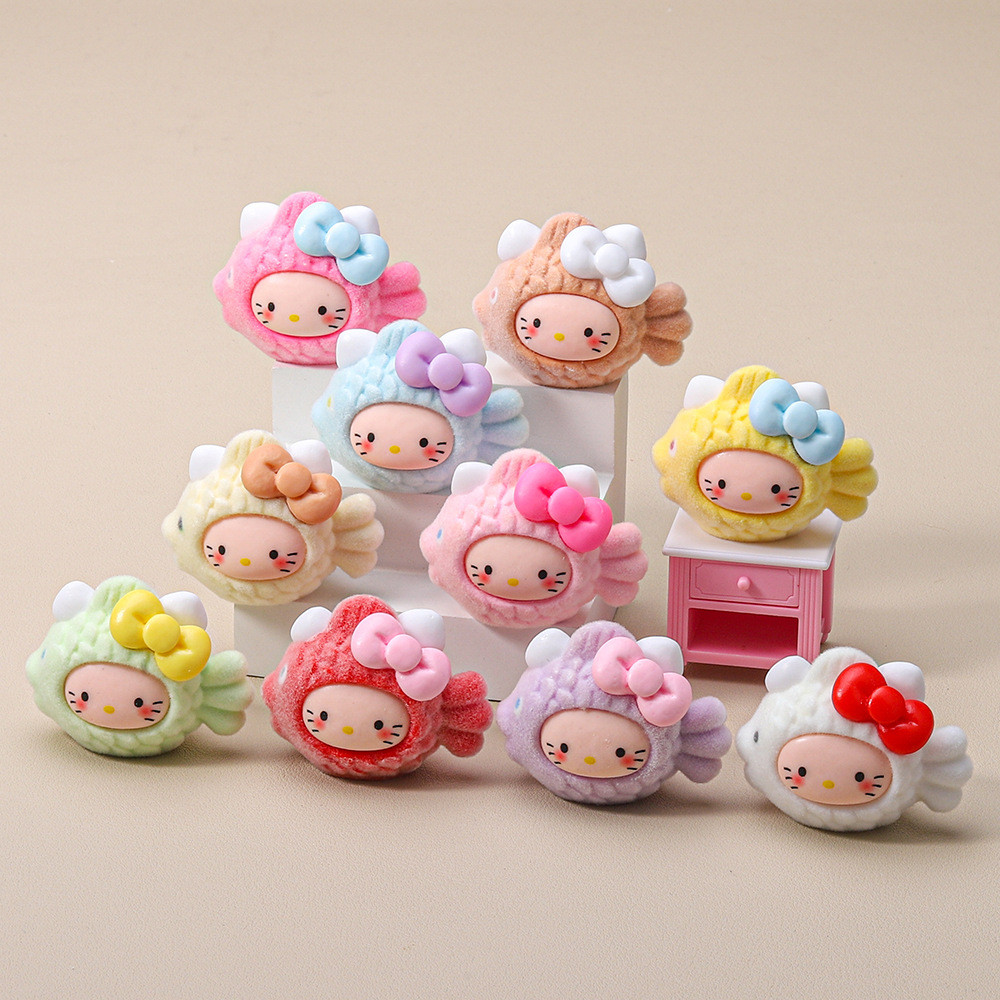 10ชิ้นกํามะหยี่แมวปลาเรซิ่นเสน่ห์สําหรับ ทําเอง (14-13)