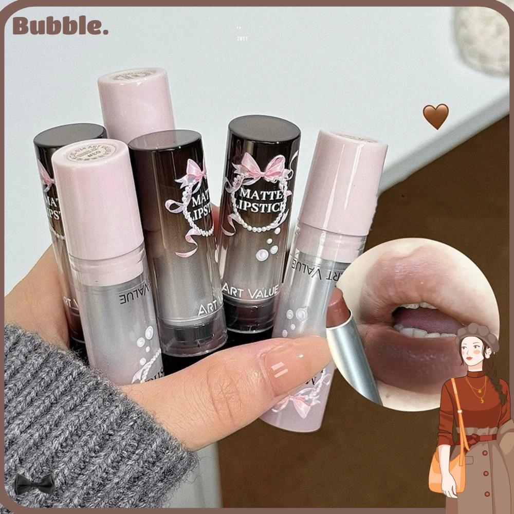 BUBBLE Lip Stick, Cement Grey Brown Sweatproof Lip Gloss, Not Fade Low Gloss Waterproof Lip Glaze Wo