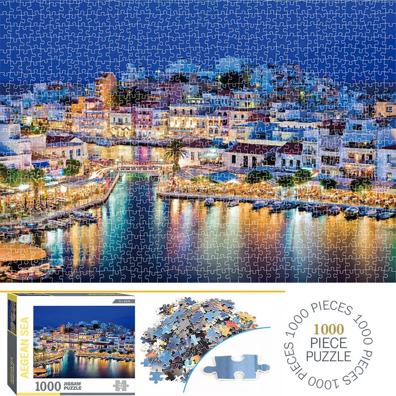 1000 Pieces Aegean Sea Jigsaw Puzzles for Adults Home Decor Games Family Fun Floor Puzzles Education