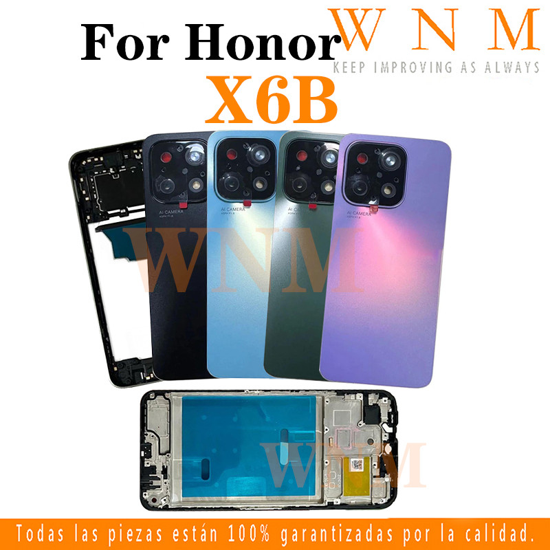 สําหรับ Honor X6B JDY-LX1 JDY-LX2 LCD กรอบด้านหน้า Bezel ฝาหลังแบตเตอรี่ + กรอบกลาง + อะไหล่กรอบกล้องด้านหลังกรณีที่อยู่อาศัยศูนย์แชสซี + ปุ่ม – โปรปัง