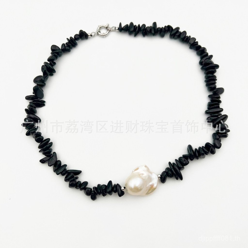 สร้อยคอมุกหินธรรมชาติ Niche น้ำจืด สไตล์ยุโรป อเมริกัน HSC0