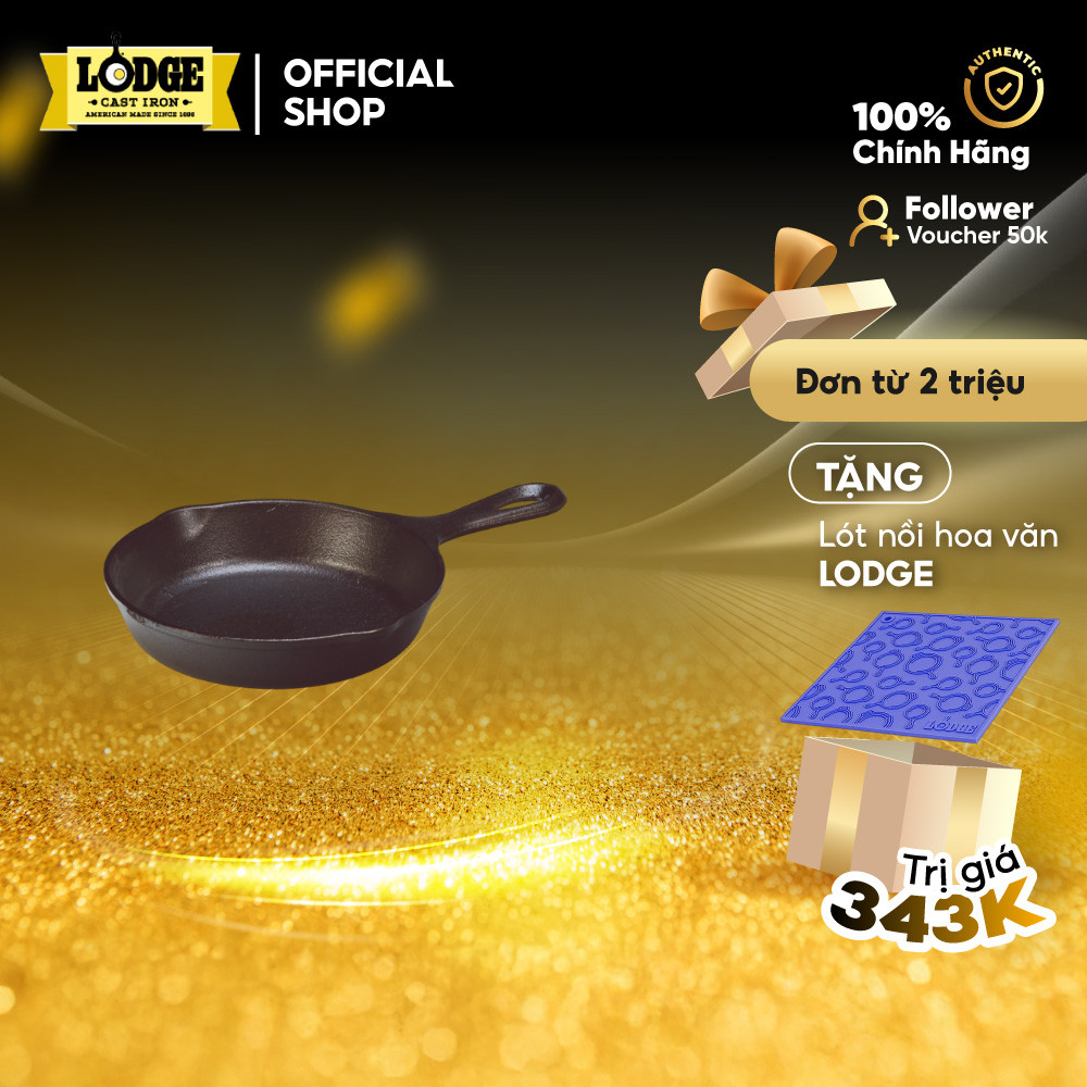 Lodge - กระทะเหล็กหล่อถ่ายเทความร้อนได้ดีสําหรับใช้กับเตาทุกประเภท - 16.51ซม