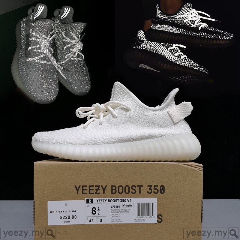 คลังสินค้าพร้อมพรีเมี่ยม AD YEEZY Boost 350 V2 3M สีดําสีขาวผู้ชายผู้หญิงรองเท้าวิ่งรองเท้าวิ่งจ๊อกก
