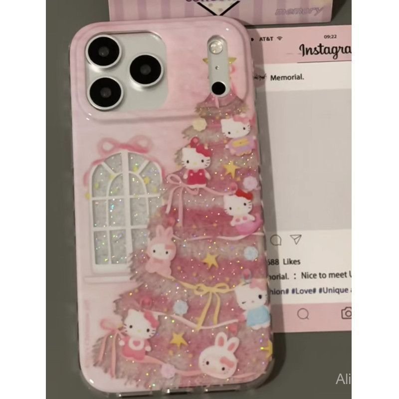 เคสโทรศัพท์ เหมาะสําหรับ iPhone 7 8 X XS XR XSMAX 11 12 13 14 15 16 17 Pro max Plus Air Christmas Tree KT Cat Shock-Resistant เคสป้องกันรวมทุกอย่างกรณี K5Y6