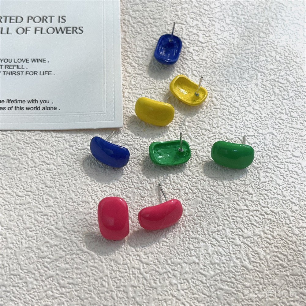 ต่างหูครีม ลายถั่วลันเตา สร้อยคอแบบ Dopamine ทำจากเงินสเตอร์ลิง S925 สีสันสวยงาม BHR7