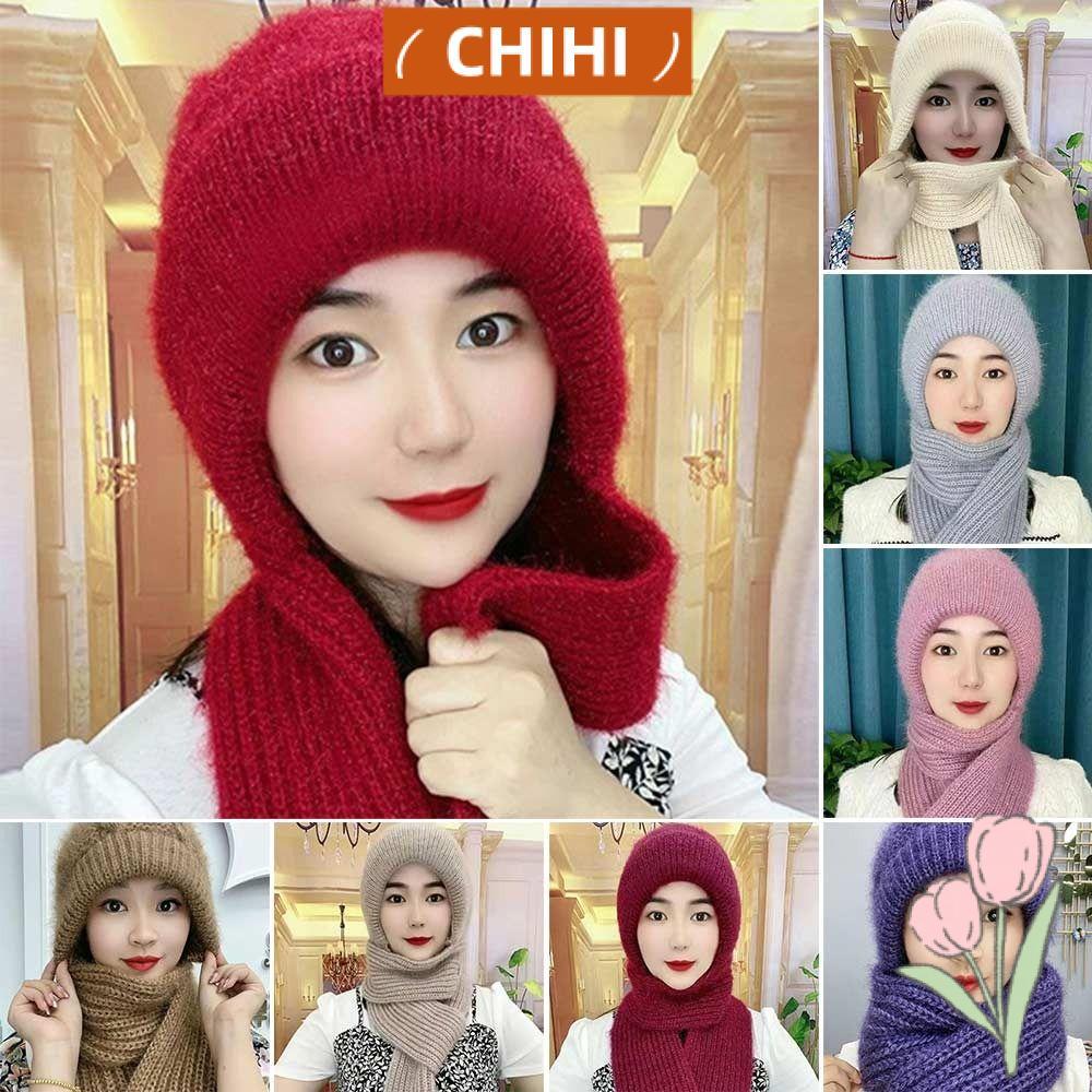 ชิฮิโระ ฤดูหนาวแบบบูรณาการหมวกผ้าพันคอ, ถัก กันลม หมวกไหมพรมหมวกผ้าพันคอ, ฤดูใบไม้ร่วงฤดูหนาวคออุ่นนุ่มหนาป้องกันหูหมวกสําหรับผู้หญิงสาว