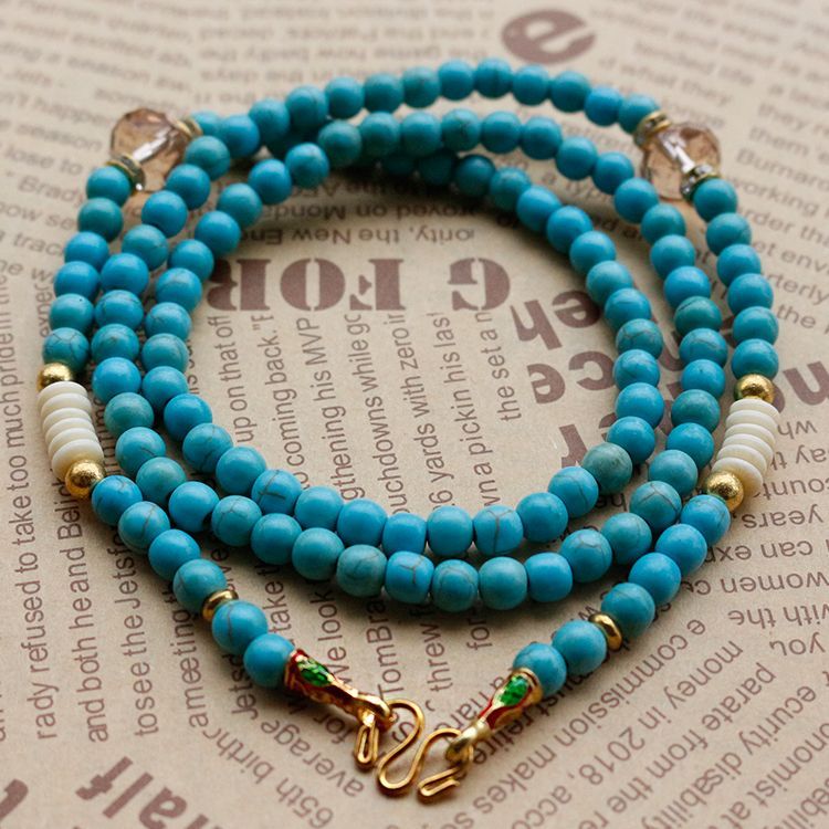 New Natural Turquoise Thailand Amulet Chain Amulet Special Chain Enamel Buckle Thailand Characterist