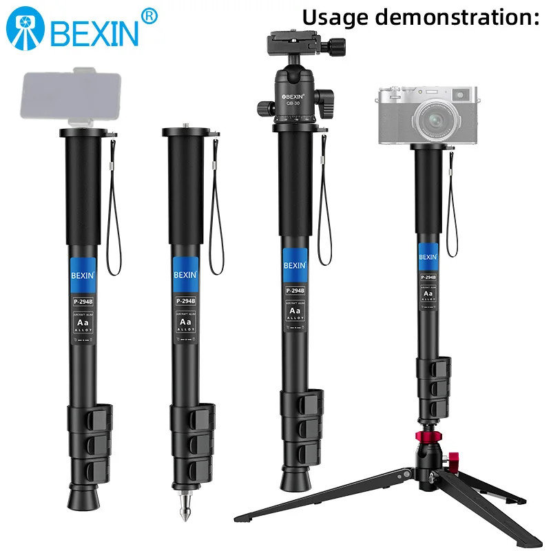 BEXIN P294B Professional อลูมิเนียม Monopod สําหรับ Canon Nikon Sony กล้อง DSLR กล้องวิดีโอ 4 ส่วนการถ่ายภาพ Bracket ราคา ถูกที่สุด ดีลบีเคเค แกลเลอรีภาพที่ 3