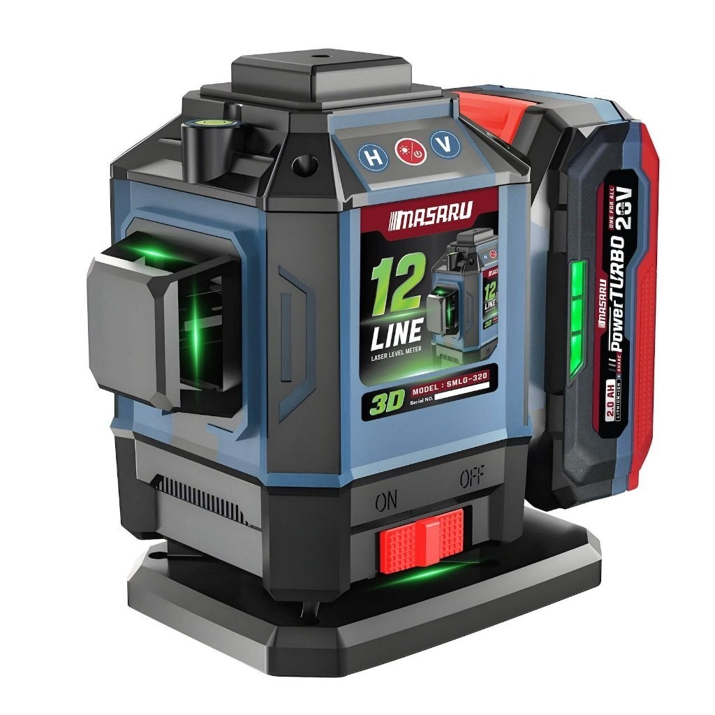 MASARU เครื่องวัดระดับเลเซอร์แบบแสงสีเขียว รุ่น SMLG-320 SMLG-325 แบบ 12/16 เส้น 20V POWER TURBO รุ่