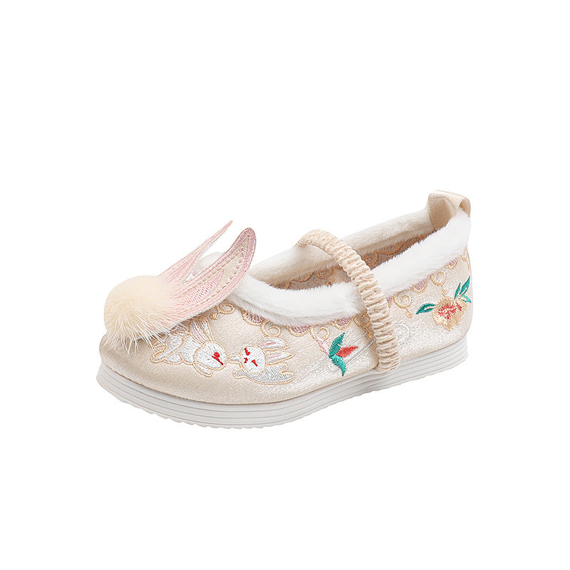 รองเท้ากระต่ายน่ารักสำหรับเด็ก ทำจากผ้าฝ้าย มีดีไซน์ปักพิเศษ เหมาะสำหรับฤดูหนาว - รูปที่ 3