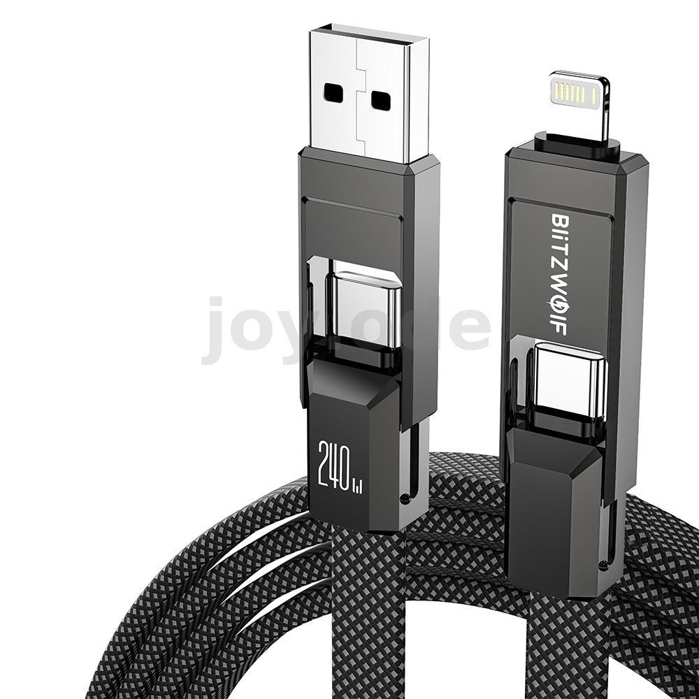 BlitzWolf® BW-HDC7 4-in-1 Fast สายชาร์จ PD240W 1.2M USB-C Data Cable Nylon Braided Extended Car Char