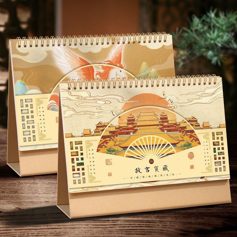 2026ปฏิทิน2026ปฏิทิน ปฏิทินตั้งโต๊ะ2026ที่กําหนดเองสไตล์จีนภาพวาดโบราณแห่งชาติอินเทรนด์ที่สวยหรูเดสก