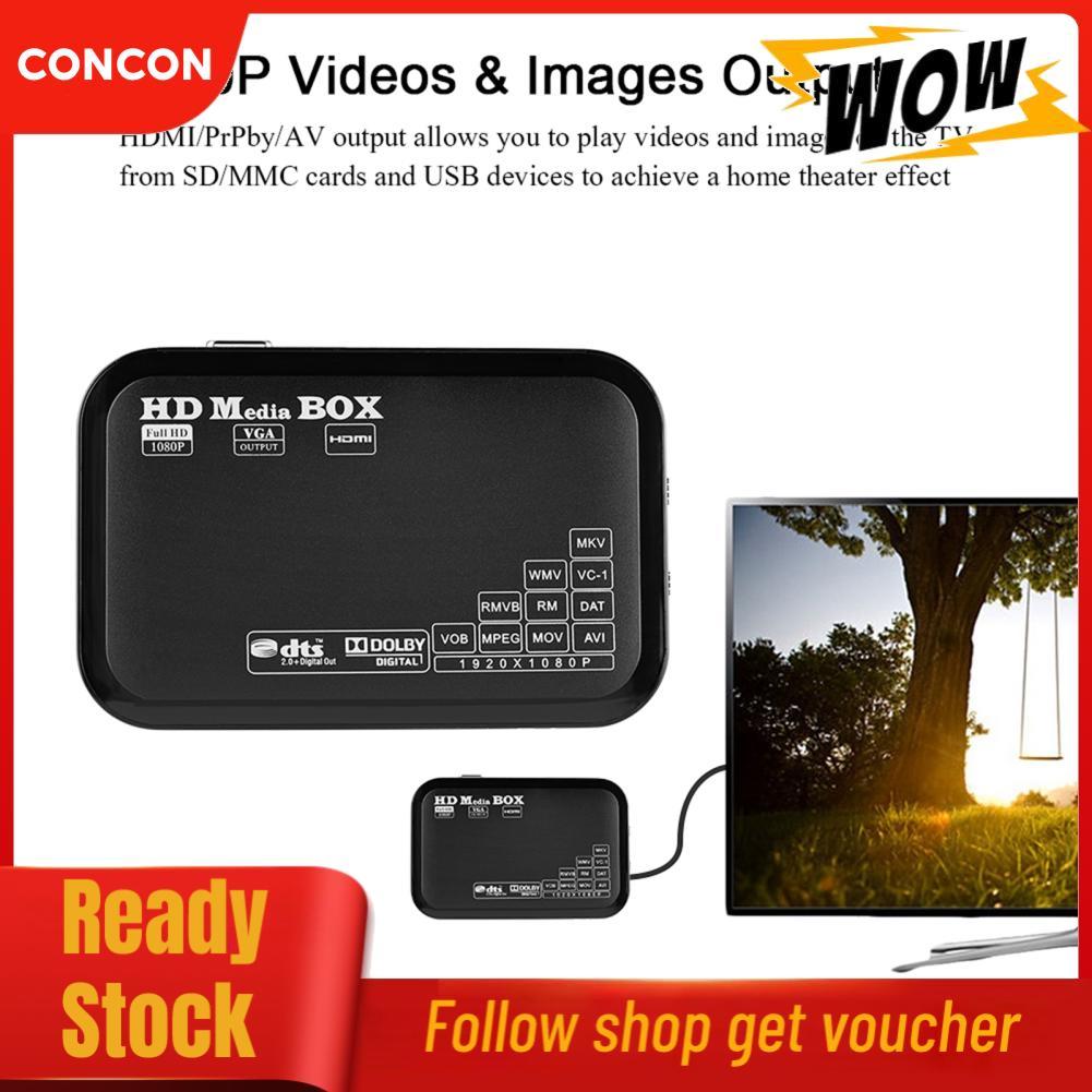Concon Full HD Mini Box Media Player 110-240V 1080P รองรับ USB MMC RMVB MP3 AVI MKV
