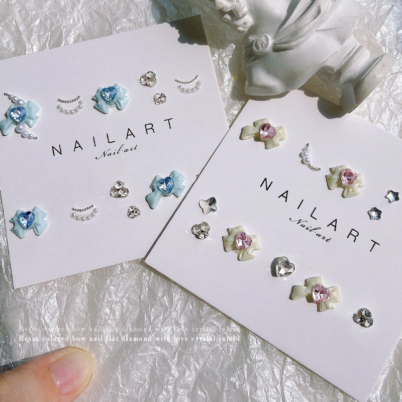 10 Bows Nail Accessories Pink Love Diamonds Pink Sweetheart Nail Diamond Accessories