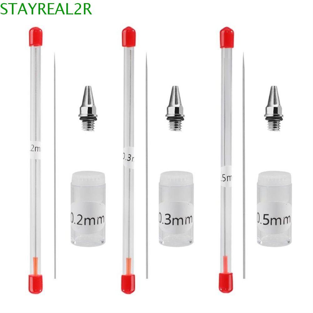 STAYREAL2R Airbrush เข็ม 0.2 มม./0.3 มม./0.5 มม.อะไหล่สําหรับ Airbrush Air แปรงหมวกพ่นสีเครื่องมือภา