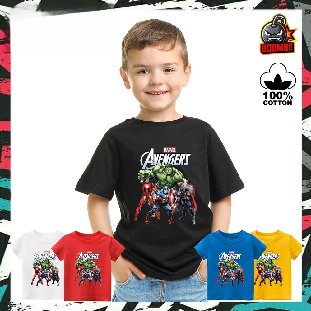 220G ผ้าฝ้าย 100% เสื้อยืดNELLY AVENGERS Streetwear Tops Baju เด็กเด็ก Kanak Unisex Boy Lelaki 8