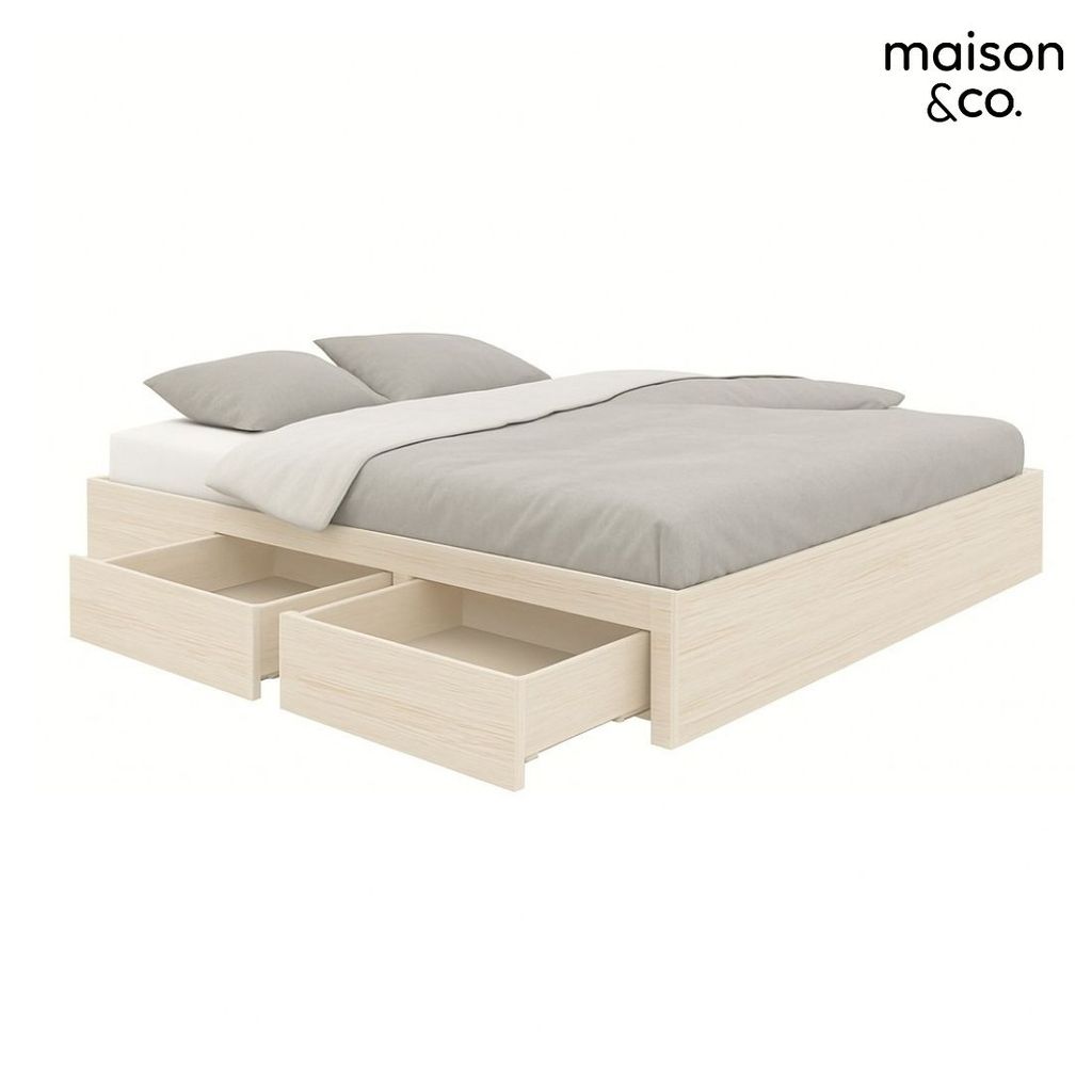 SB Design Square 2 Drawer Bed (5 ฟุต) BASIC မော်ဒယ်—အို๊တ်အပြောင်အရောင် (157x203x31cm) — MAISON&CO ဘရန်ဒ်