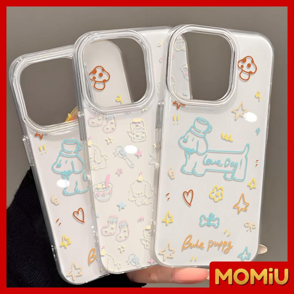 MOMiU - เจลลี่เนียนเงา IMD สีขาว เข้ากันได้สำหรับ เคสไอโฟน11 เคส iphone 16 Pro Max 7Plus XR 12 13 14 15 รูปวาดน่ารัก ๆ