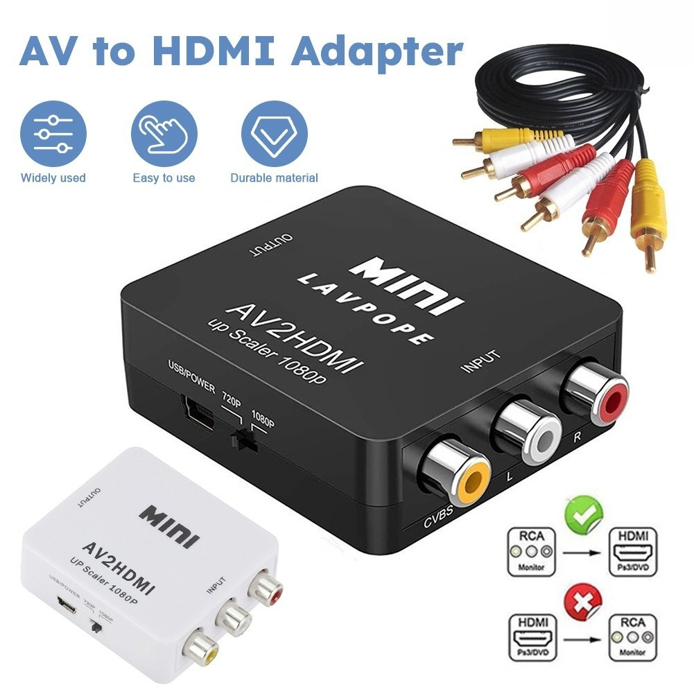 RCA AV เป็น HDMI AV เป็น HDMI 1080P AV2ตัวแปลง HDMI Mini AV เป็นอะแดปเตอร์ HDMI RCA AV/CVSB L/R ถึง 