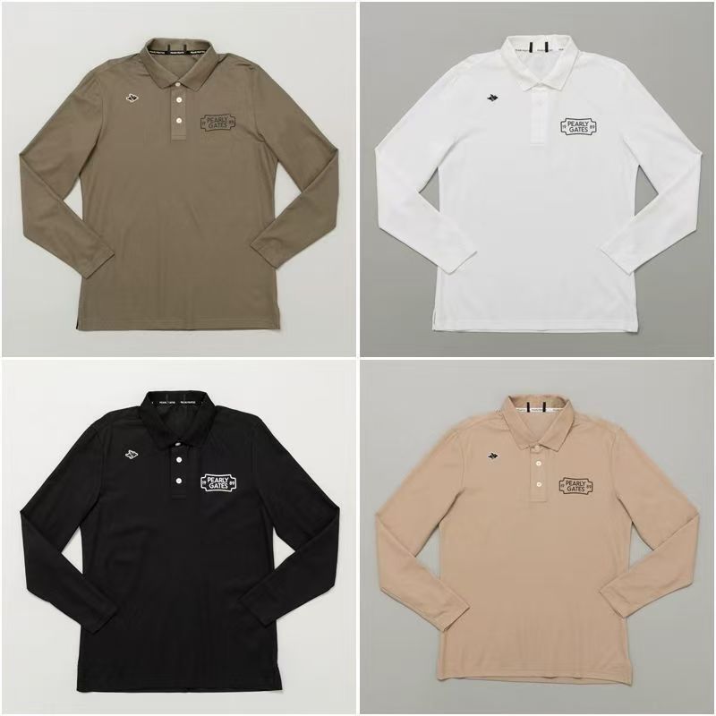 [PG] Golf Mens Outdoor POLO Shirt Moisture Wicking Long-Sleeved Quick-Drying Breathable Sportswear L
