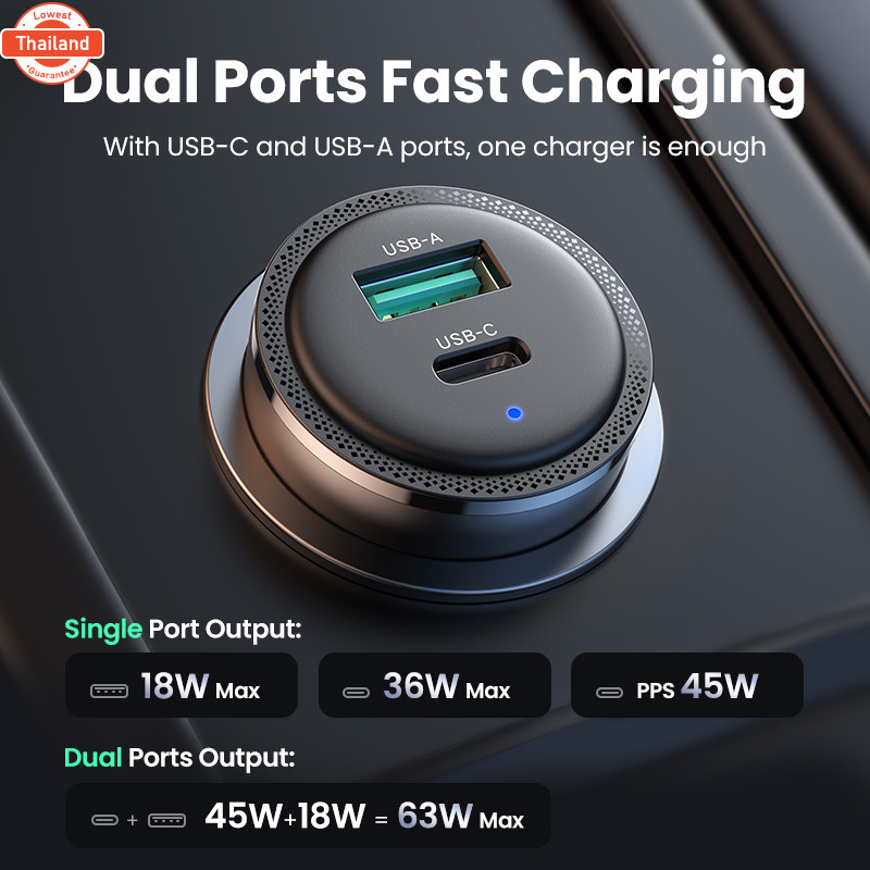 【Car Charger】UGREEN 63W Car Charger PPS 45W Model: 90645