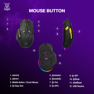 [ประกัน 1 ปี] NUBWO Gaming Mouse X210 VORTEX Tri-Mode 2.4G / Bluetooth / Wired มี Macro 9 ปุ่ม สำหรับสายเกมมิ่งโดยเฉพาะ