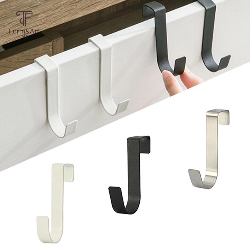 Form & Art 2pcs S-Shaped ตะขอสแตนเลสด้านหลังตู้ครัวประตู Multi-Purpose Hole ฟรีประตูห้องน้ําด้านหลัง