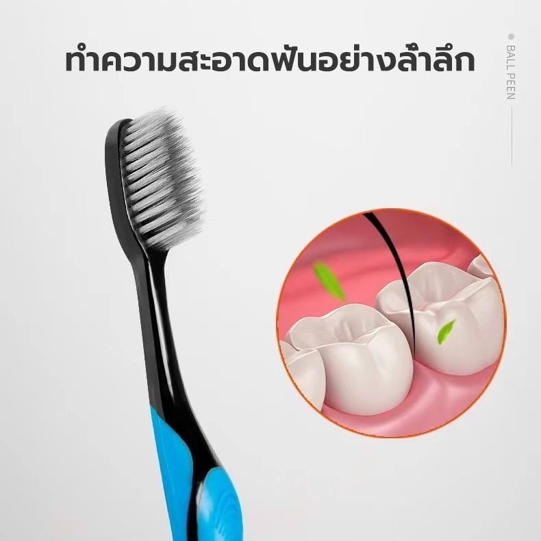 [5/10/20ชิ้น]แปรงสีฟันผู้ใหญ่ ขนนุ่มพิเศษ ด้ามจับยาง ทำความสะอาดลึก สีน้ำเงิน - รูปที่ 2