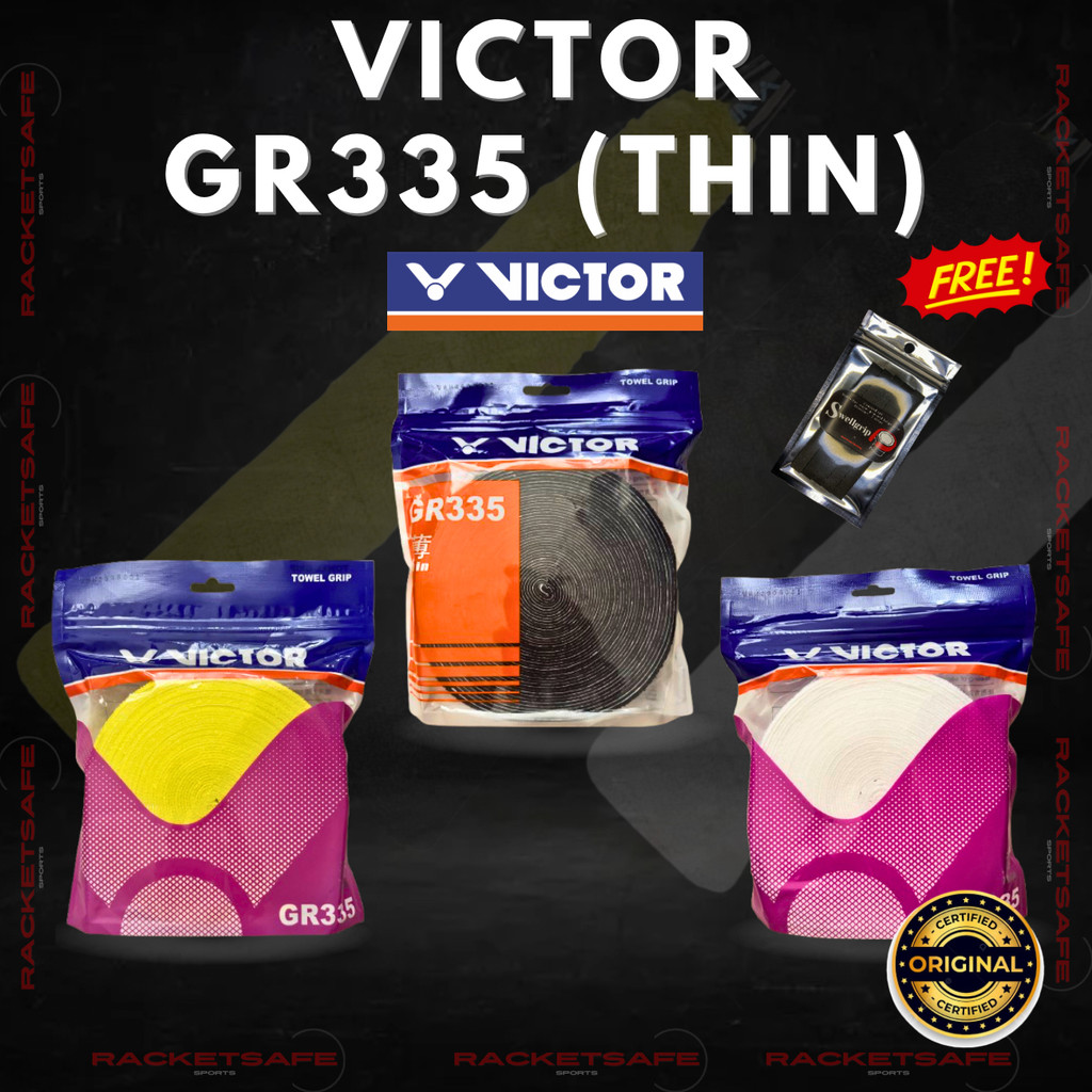 VICTOR GR335 (บาง) Badminton Tower Grip (10 เมตร)- ด้ามจับแบดมินตัน-แบดมินตันโอเวอร์กริป-ด้ามจับผ้าข