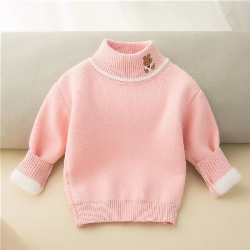ฤดูหนาวใหม่ – เด็กหญิงเพิ่มผ้ากํามะหยี่เสื้อกันหนาวเด็กหนาคอสูงถักเสื้อ ราคา ถูกที่สุด ดีลบีเคเค แกลเลอรีภาพที่ 4