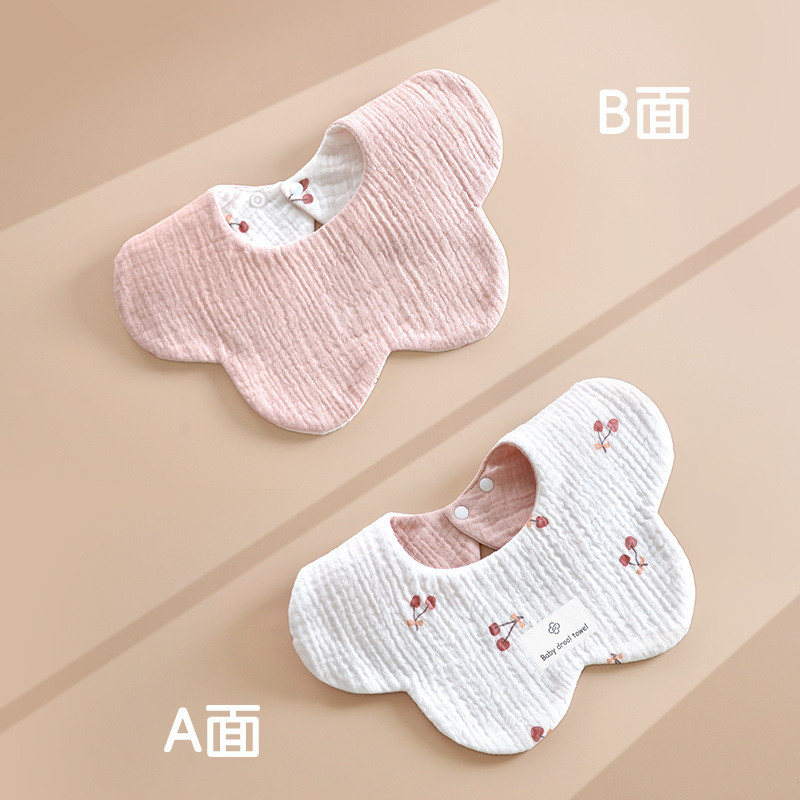 ผ้ากันเปื้อนผ้ากอซผ้าฝ้ายแท้ 6 ชั้น Petal Double-Sided Baby Small Class A Bib