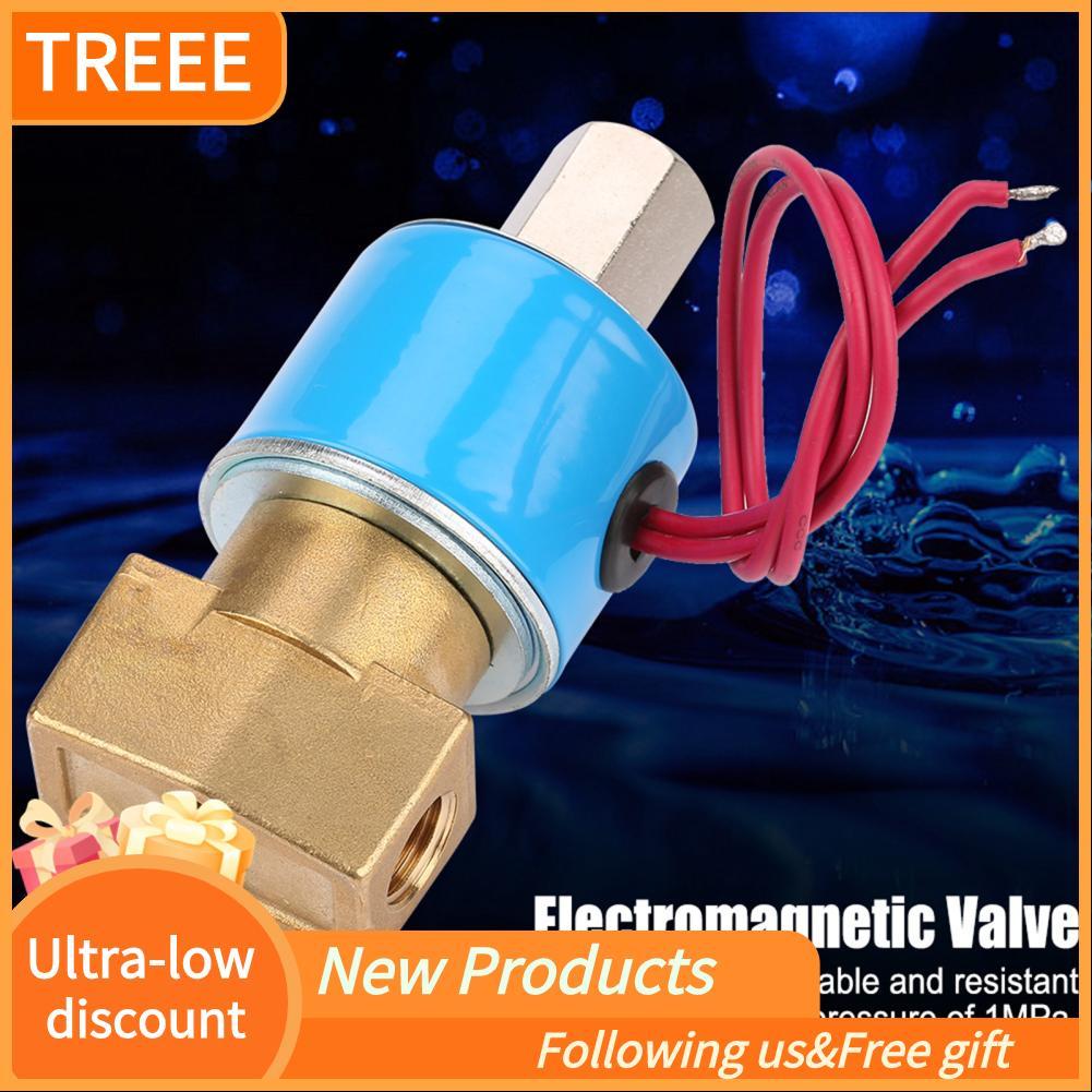 Treee โซลินอยด์วาล์วไฟฟ้า 3 ทาง G1/4 ทองเหลืองทำหน้าที่โดยตรง N/C KSD ปกติปิดสวิตช์สำหรับของเหลวน้ำข
