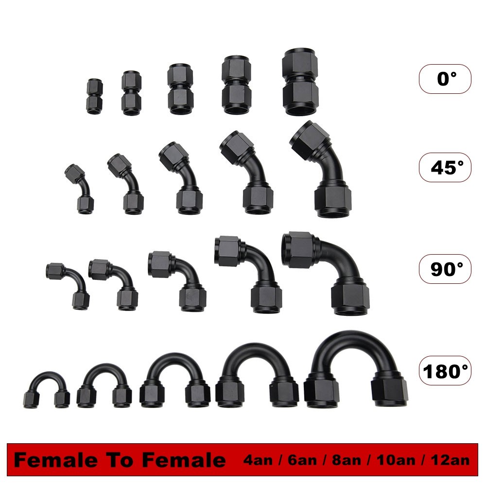 ฟิตติ้งตัวเมีย AN4 AN6 AN8 AN10 AN12ข้อต่ออะแดปเตอร์สําหรับน้ํามันเชื้อเพลิงงอและตรง 0 45 90 180องศา