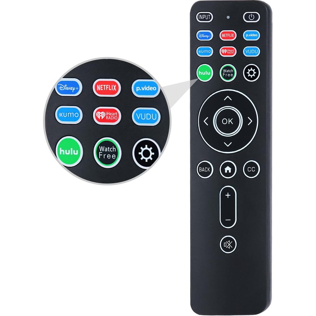 Universal Backlit Remote XRT260 สําหรับสมาร์ททีวี Vizio ทั้งหมดพร้อมปุ่มลัด Disney, Netflix, Video, 