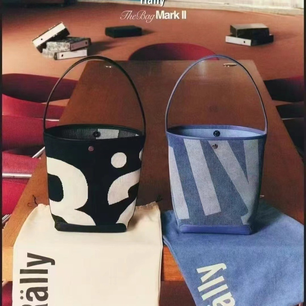 💨พร้อมส่ง🚚Rally The Bagกระเป๋า กระเป๋าทรง Bucket Bag ทอลายโลโก้ กระเป๋า 1：1