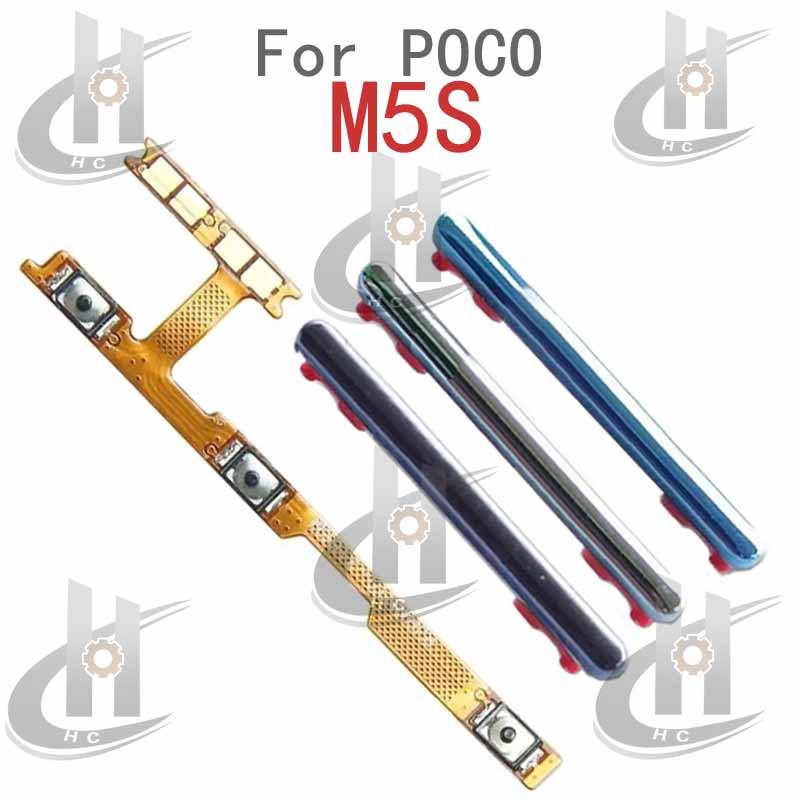 สําหรับ POCO M5S ปุ่มปรับระดับเสียงด้านข้าง Flex Cable Keys ปุ่มปิดปุ่มปรับระดับเสียงขึ้นและลงด้านข้างอะไหล่ทดแทน